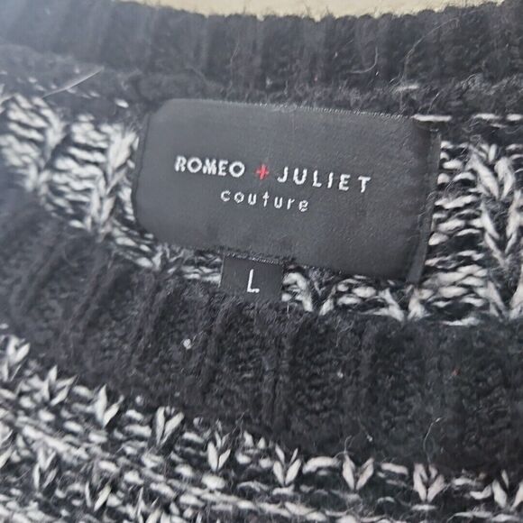 Romeo & Juliet Couture Crewneck Sweater Black And White, women's L, Preppy, Goth - Picture 5 of 9